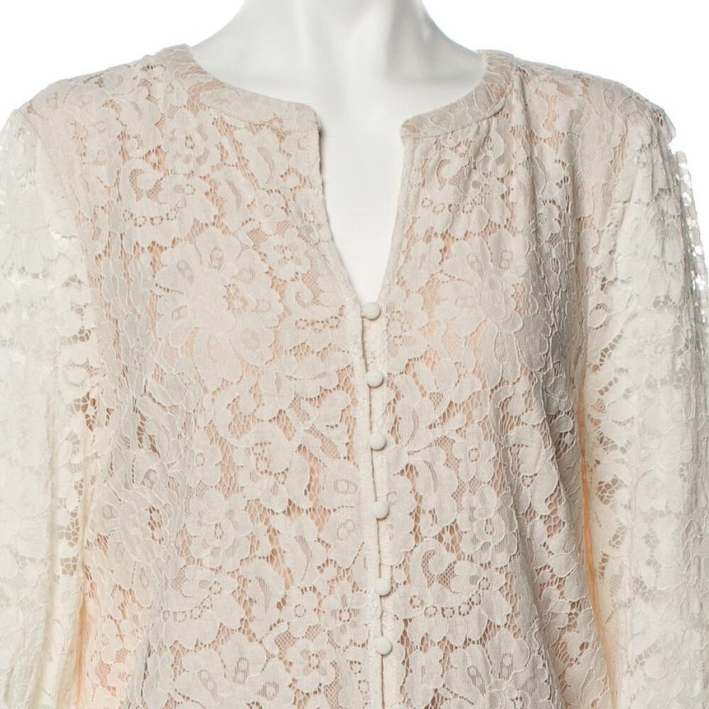 RACHEL ZOE Lined Lace Button Front Blouse | Large - Picture 3 of 8